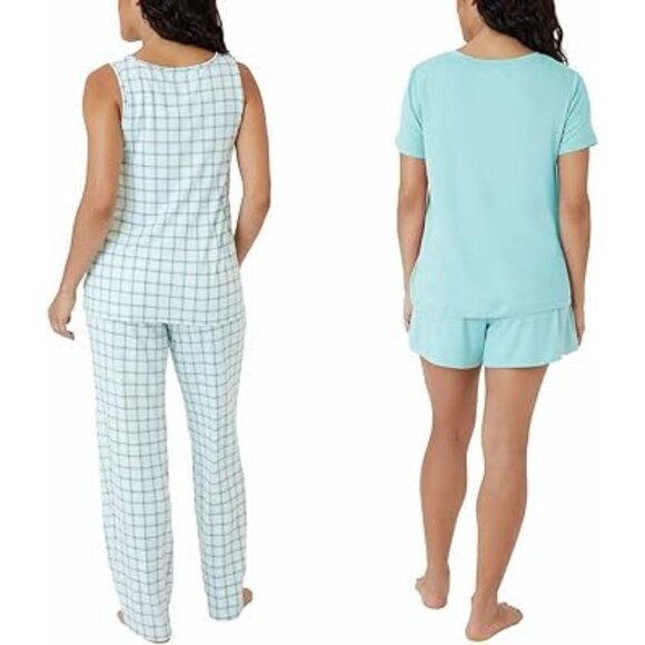 Eddie Bauer Sm 4-Piece Pajama Set Shirt Tank Top Shorts Pants Sleepwear Lounge - Picture 4 of 8